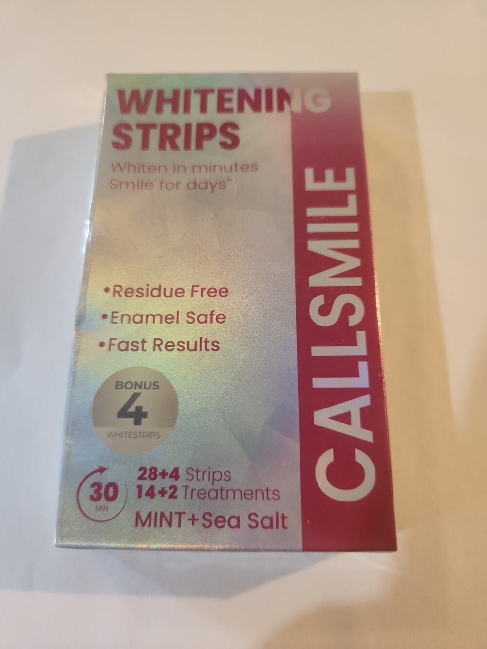 CALLSMILE Teeth Whitening Strips 28 + 4 Strips = 16 Treatments Mint + Sea Salt
